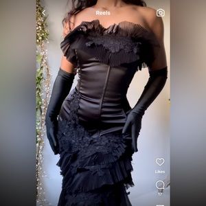 Black Corset Ruffle Gown